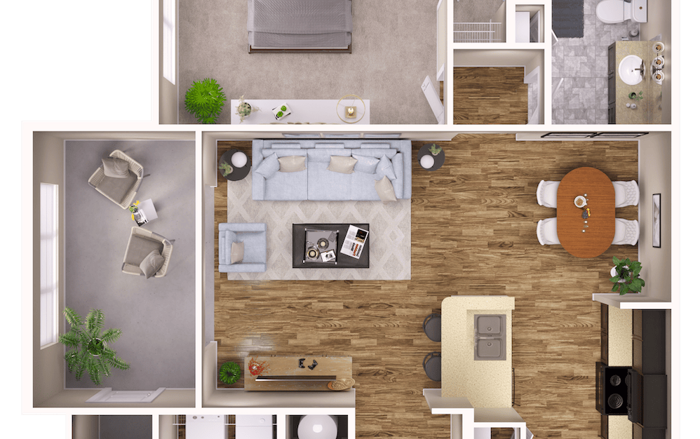 The Sumter - 1 bedroom floorplan layout with 1 bath and 751 square feet.